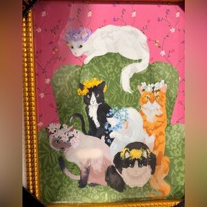 Sapna shah Decorative Cat Print Wall Art - Multicolor